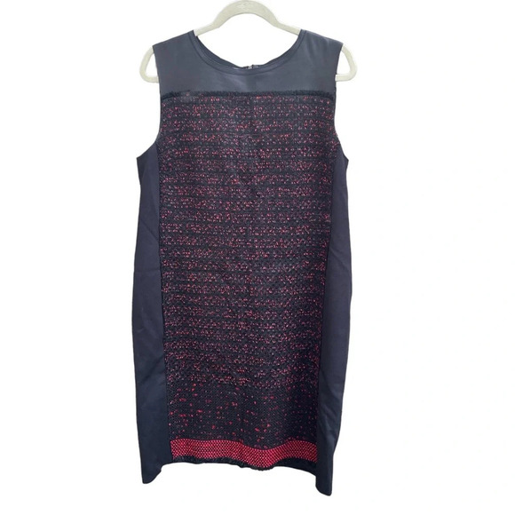 ELIE TAHARI KELLAN TWEED LEATHER DRESS - Picture 3 of 7